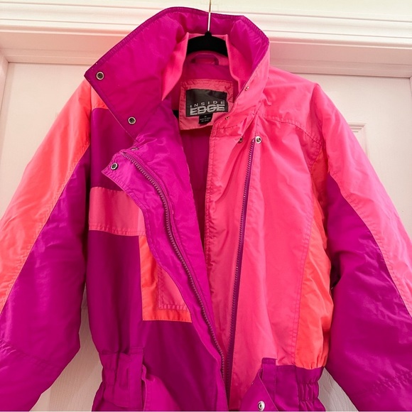 Inside Edge Women’s Vintage One Piece Snow Ski Suit Magenta Pink Orange sz Med - Picture 10 of 16